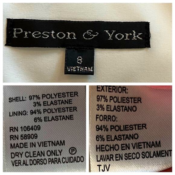 Preston & York Women’s Dress Sheath Classic Black White Color Block Size 8 - Picture 9 of 10